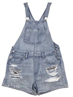 American Eagle Distressed Denim Overall Shorts Size Small Trendy